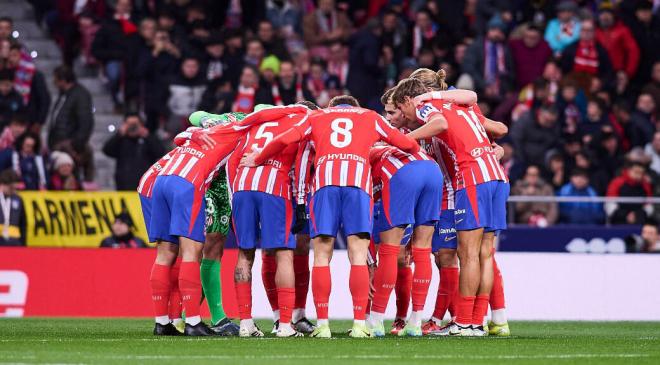 El Atlético de Madrid hace 'piña' antes de un partido (Cordon Press)