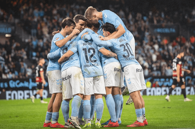 Los jugadores del Celta celebran un gol ante el Mallorca (Foto: RC Celta).