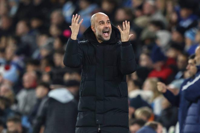 Pep Guardiola, en un partido con el Manchester City (Foto: Cordon Press).