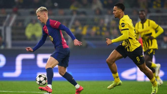 Dani Olmo en el partido ante el Borussia (Foto: FCB)