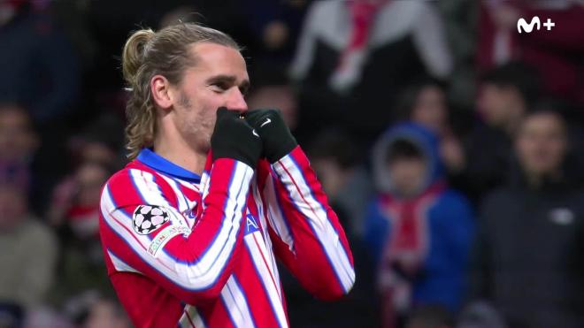 Griezmann celebrando el tercero del Atlético (Movistar +)