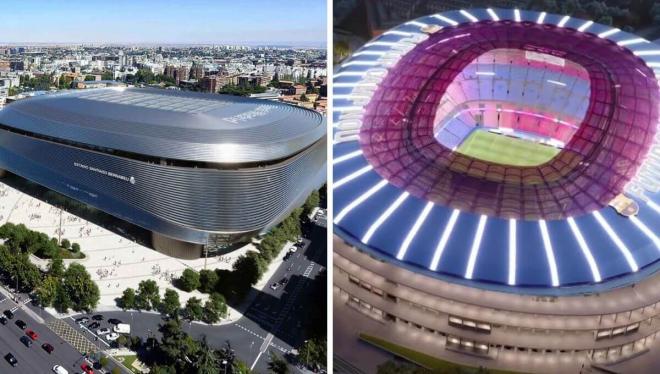 Los nuevos Santiago Bernabéu y Camp Nou.