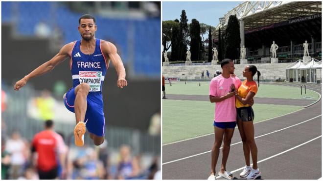 Benjamín Compaoré, marido y entrenador de Ana Peleteiro, además de atleta.