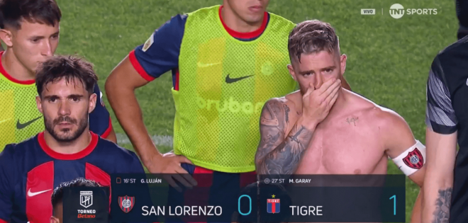 Iker Muniain, afectado tras la derrota de San Lorenzo. (Foto: TNT Sports)