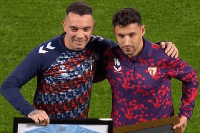 Iago Aspas y Jesús Navas (Foto: DAZN).