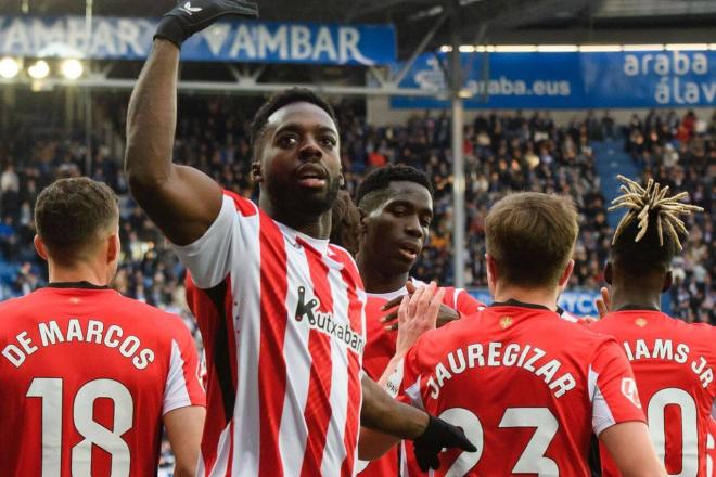 Gesto de Iñaki Williams tras el gol de Unai Gómez ante el Alavés en Mendizorrotza (Foto: Athletic Club).