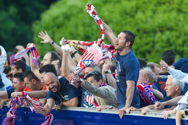 El Cholo Simeone celebrando el título de LALIGA en 2014 (Fuente: Cordon Press)