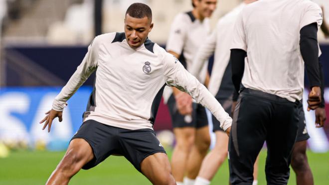 Kylian Mbappé, en el entrenamiento previo a la final (Real Madrid)