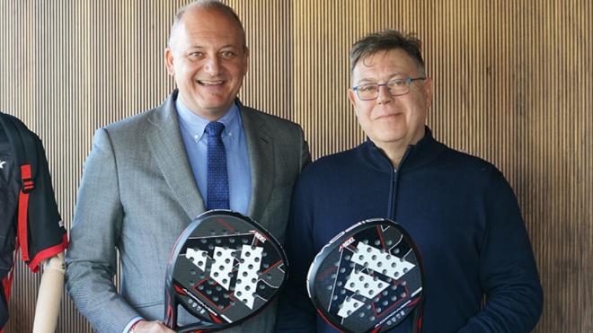 Fabrice Pastor y José Luis Sicre en el acto de presentación del nuevo acuerdo de A1Padel (A1Padel