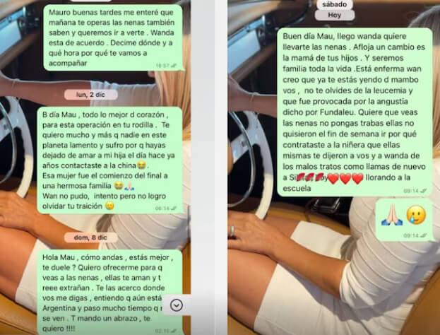 La conversación entre la madre de Wanda Nara y Mauro Icardi (Instagram: @wanda_nara)