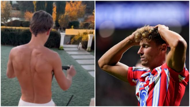 Marcos Llorente, sin camiseta en el frío de Madrid y en un partido del Atlético (Fotos: redes y E