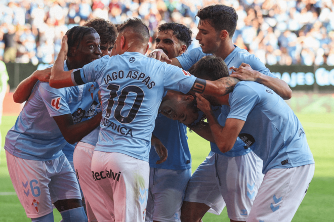 Celebración de uno de los goles en Balaídos (Foto: RC Celta).