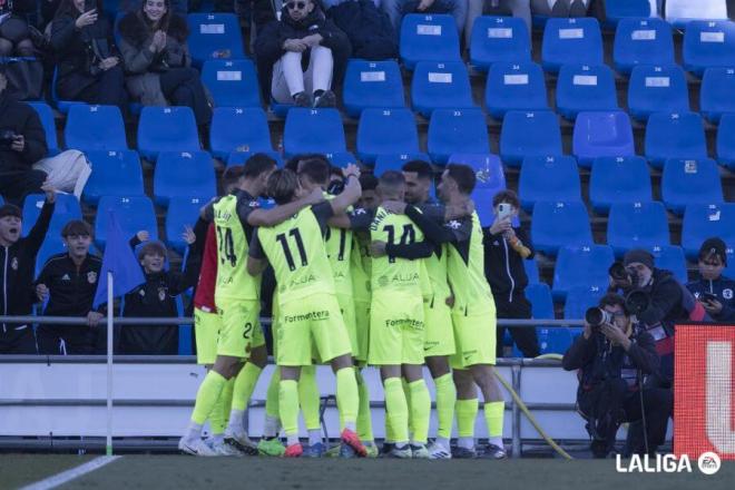 Los jugadores del Mallorca celebran el gol de Larin al Getafe (Foto: LALIGA).