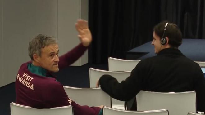 Luis Enrique, en una rueda de prensa con el PSG.