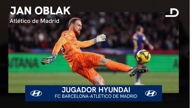 Jan Oblak, jugador Hyundai del Barcelona-Atlético de Madrid.