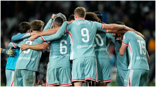 El Atleti celebrando la victoria frente al FC Barcelona. (Fuente: Cordon Press)