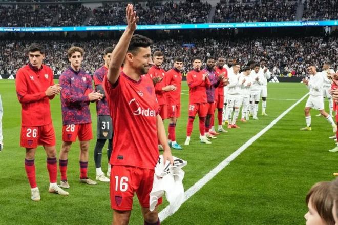 Jesús Navas, en la previa del Real Madrid-Sevilla (Foto: SFC).