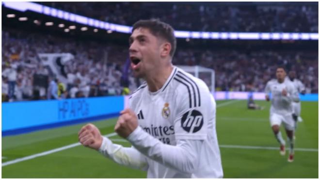 Fede Valverde, celebrando el gol contra el Sevilla (DAZN)