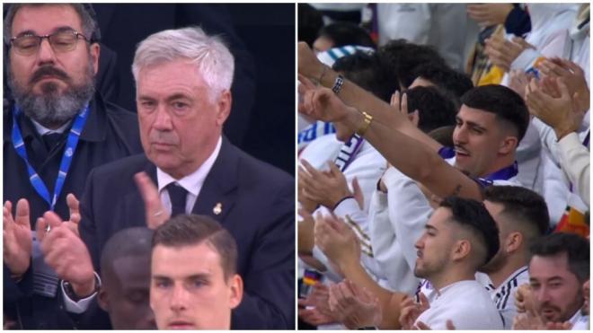 El Santiago Bernabéu reconoce a Jesús Navas en la previa del Real Madrid-Sevilla.