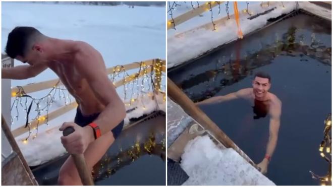 Cristiano Ronaldo bañándose en agua helada en sus vacaciones de Navidad (Instagram: @cristiano)