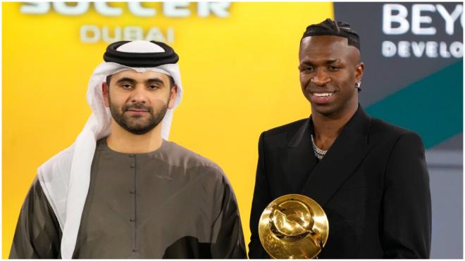 Vinicius Jr nombrado como Mejor jugador del año en los Globe Soccer Awards 2024. (Fuente: @pubitysport)