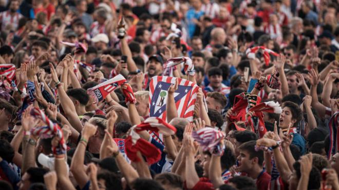 Los aficionados del Atlético de Madrid (Fuente: Europa Press)