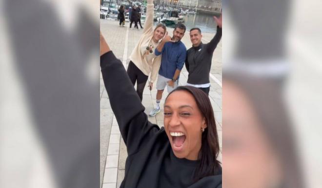 Ana Peleteiro, Lucas Vázquez y Crys Díaz en A Coruña (Foto: @apeleteirob)