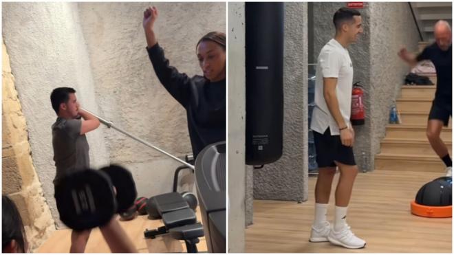 Ana Peleteiro y Lucas Vázquez en su gimnasio en A Coruña (Capturas de Instagram)