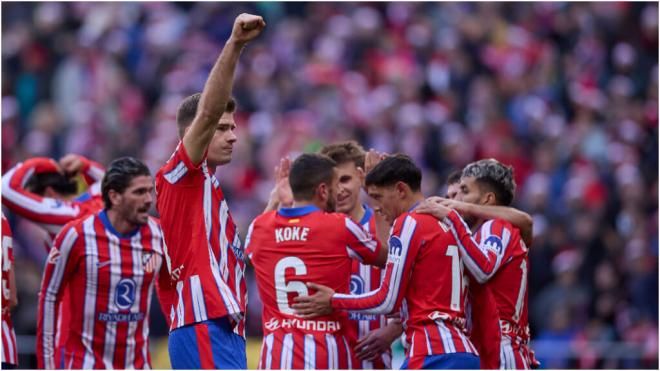 Los jugadores del Atlético de Madrid celebrando un gol (Fuente: Cordon Press)