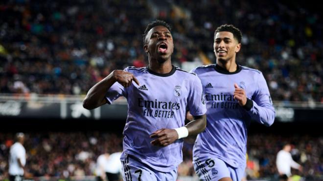 Vinicius Jr celebrando un gol en Mestalla (Fuente: Cordon Press)