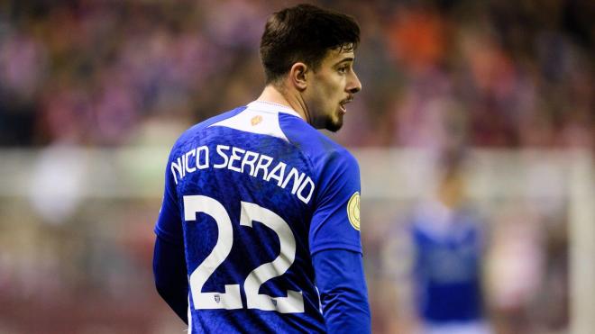 Nico Serrano en acción ante el Logroñés en el duelo de Copa en Las Gaunas (Foto: Athletic Club).