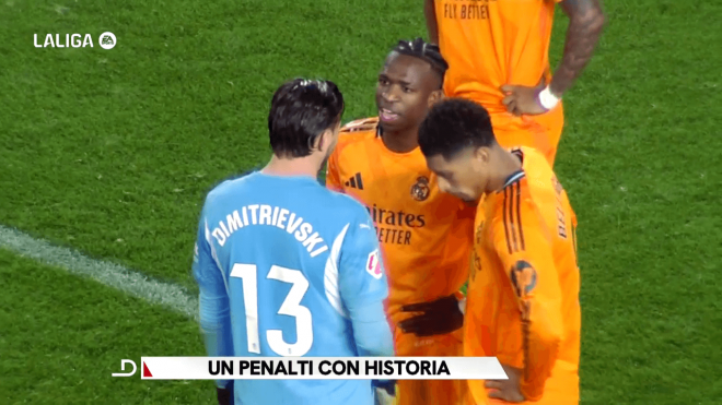 Vinicius Jr hablando con Dimitrievski (Fuente: ElDesmarque)