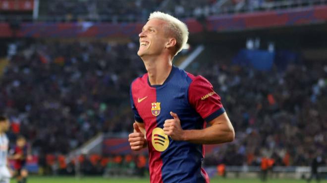 Dani Olmo celebra un gol con el FC Barcelona (Cordon Press)