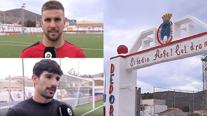 Francis Ferrón, Monty y el estadio de la Deportiva Minera (Montaje: ElDesmarque)