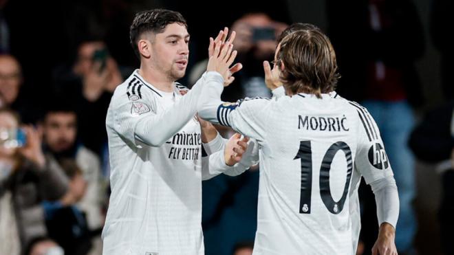 Valverde celebrando su gol ante la Deportiva Minera (X: @realmadrid)