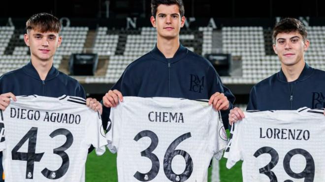 Lorenzo Aguado, Chema y Diego Aguado, debutantes con el Real Madrid en Copa (Foto: RMA)