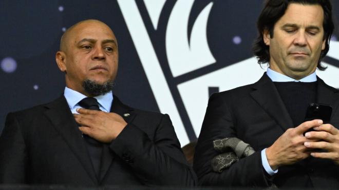 Roberto Carlos y Solari, en el partido del Real Madrid contra el Lille en Champions League (Cordon