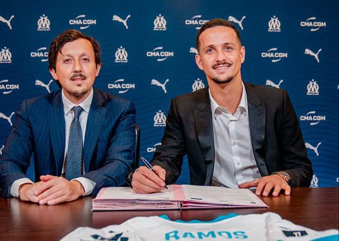 Pablo Longoria y Luiz Felipe, durante su presentación con el Marsella (Foto: OM).