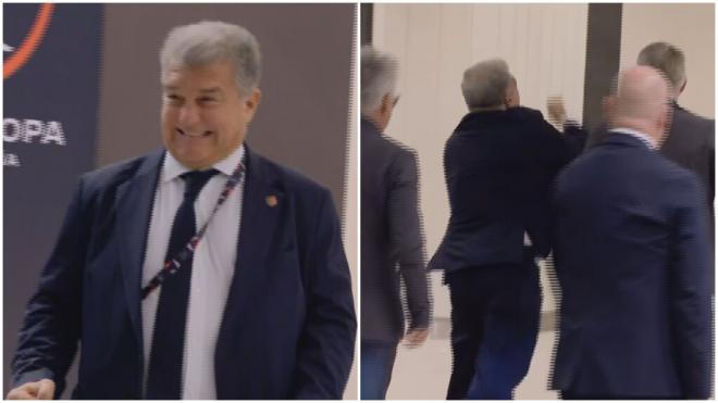 Joan Laporta y su eufórica celebración por la cautelar (Fotos: TV3)