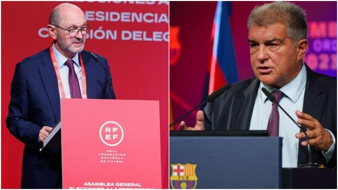 Rafael Louzán, presidente de la RFEF, y Joan Laporta, presidente del FC Barcelona (Fotos: Europa P