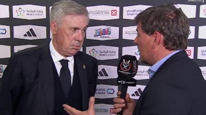 Carlo Ancelotti en zona mixta (Movistar +)