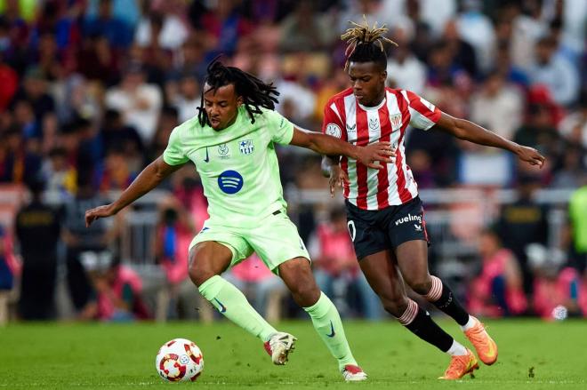 Koundé y Nico Williams, en la semifinal de la Supercopa Athletic-Barça (Foto: RFEF).