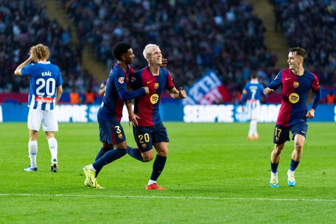 Dani Olmo celebrando su gol al Espanyol (Foto: Cordon Press).