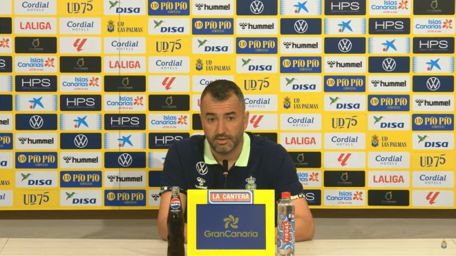 Diego Martínez, en rueda de prensa con Las Palmas.