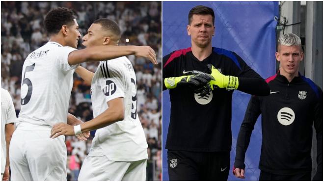 Mbappé, Bellingham, Szczesny y Dani Olmo (Fotomontaje con imágenes de EFE)