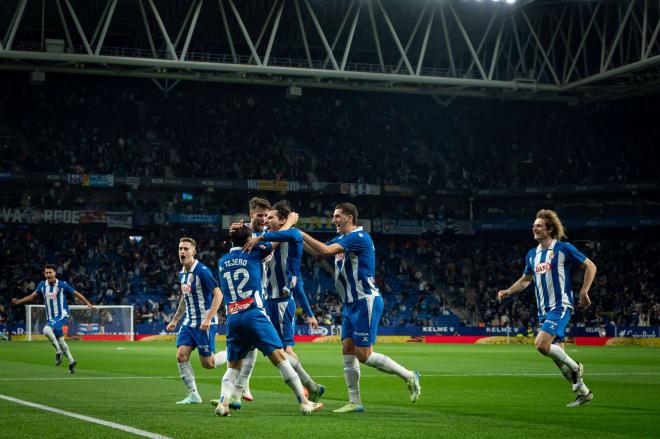 El Espanyol celebrando un gol en casa (Foto: Cordon Press).