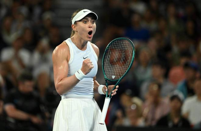 Paula Badosa celebrando un punto en el Open de Australia (Foto: EFE).