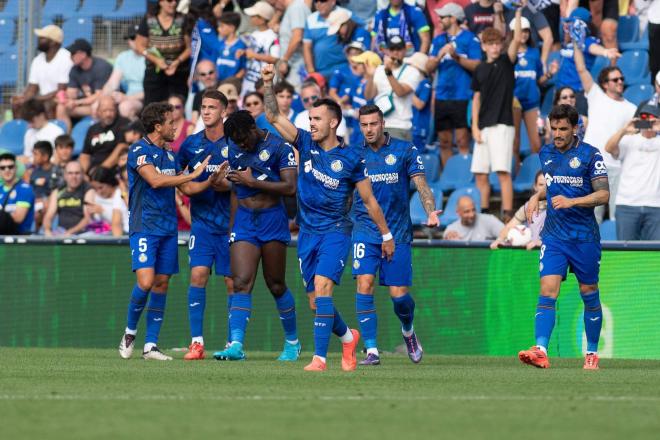 El Getafe celebrando un gol (Foto: Cordon Press).