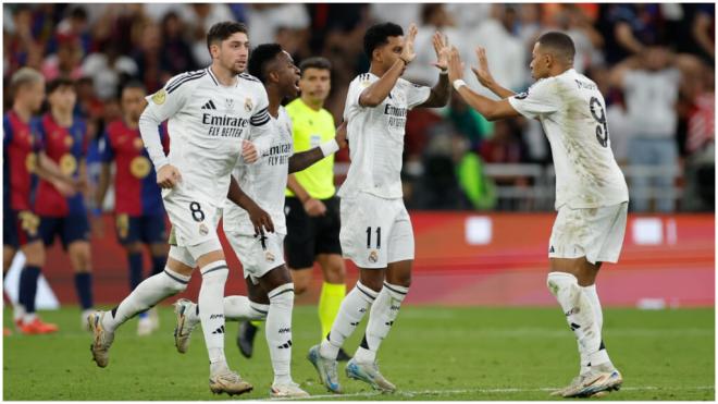 El Real Madrid celebra el segundo gol. (Foto: EFE)