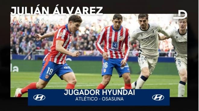 Julián Álvarez, jugador Hyundai del Atlético de Madrid-Osasuna.